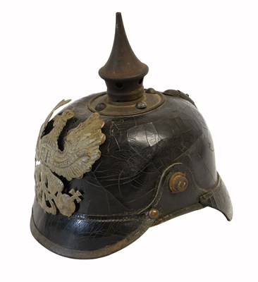 Lot 221 - A Prussian M1915 EM’s Pickelhaube, with black...