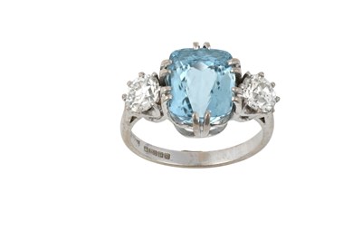 Lot 2213 - An 18 Carat White Gold Aquamarine and Diamond...