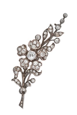 Lot 2360 - A Late Victorian Diamond Brooch modelled as a...