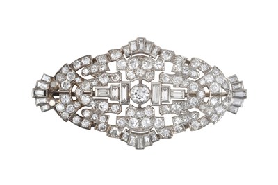 Lot 2211 - An Art Deco Diamond Brooch the pierced plaque...