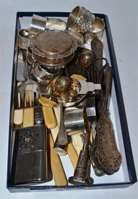 Lot 122 - Silver napkin rings, flatware and plated wares