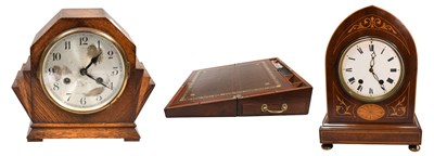 Lot 585 - A Mahogany Writing Slope, 1930s oak cased...