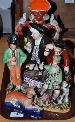 Lot 137 - Five various Staffordshire figures including 'Gin/Water', 'Highlander' etc