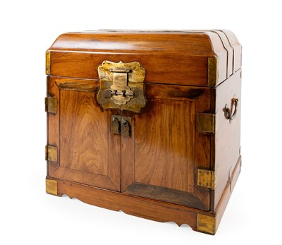 Lot 79 - A Chinese Brass-Bound Huang-Huali Dressing Box,...