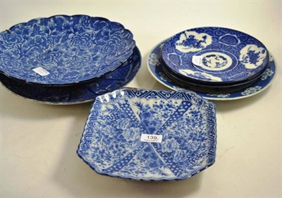Lot 139 - Six Japanese blue and white chargers