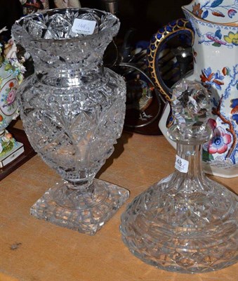 Lot 148 - A heavy cut glass ship's decanter and a heavy cut glass vase