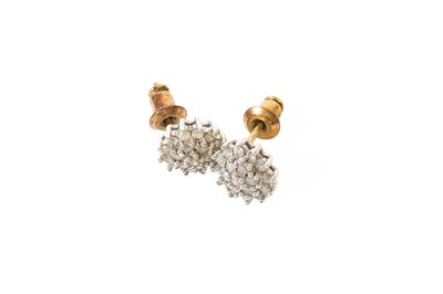 Lot 50 - A Pair of Diamond Cluster Earrings, total...