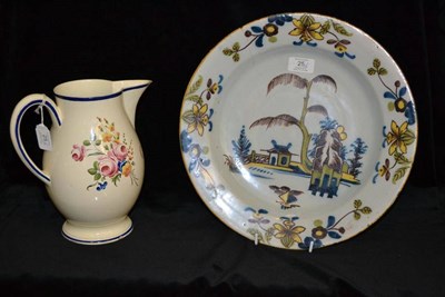 Lot 25 - A Documentary Wedgwood Creamware Jug, dated 1790, of baluster form, inscribed C Barker 1790,...