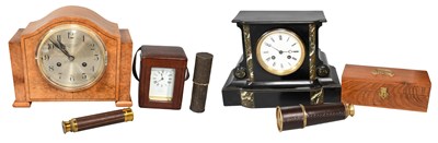 Lot 557 - A French Brass Carriage Timepiece, 15cm over...