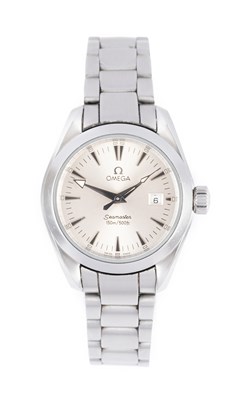 Lot 2421 - Omega: A Lady's Stainless Steel Calendar...