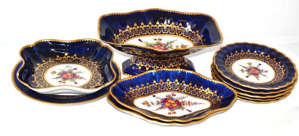 Lot 26 - A Chamberlains Worcester Porcelain Dessert Service, circa 1800, painted with sprays of flowers...