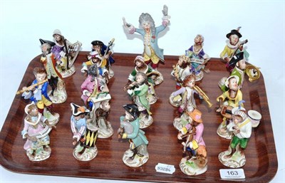 Lot 163 - Twenty Continental porcelain figures of monkey band musicians