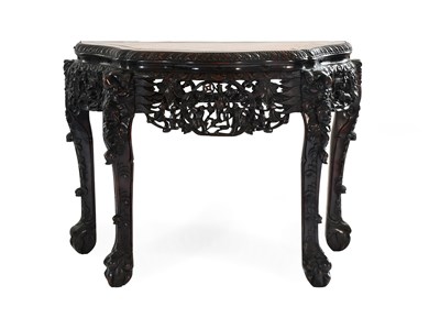 Lot 110 - A Chinese Padoukwood and Pink Marble...
