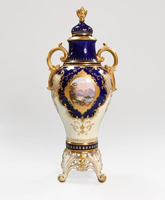 Lot 504 - A Coalport Porcelain Vase and Cover, late 19th...