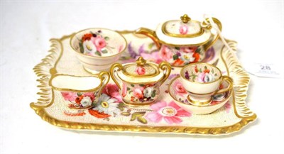 Lot 28 - An English Porcelain Miniature Cabaret Set, possibly Spode, circa 1815, painted with sprays of...