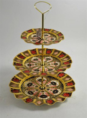 Lot 182 - A Royal Crown Derby ''Old Imari'' three tier cake stand