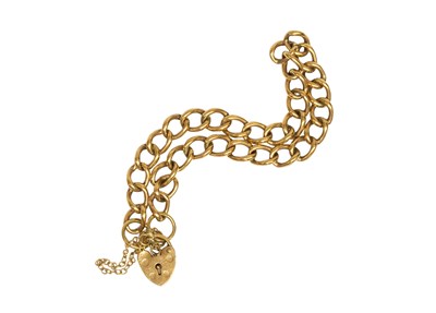 Lot 74 - A 9 Carat Gold Curb Link Bracelet, with a 9...