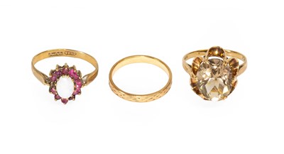 Lot 42 - A 9 Carat Gold Band Ring, finger size J1/2; A...