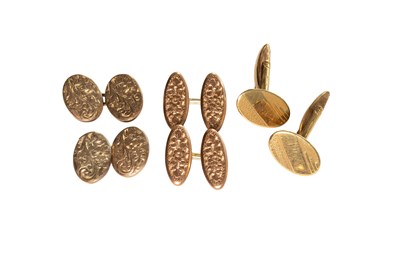 Lot 121 - A Pair of 9 Carat Gold Cufflinks, the engraved...