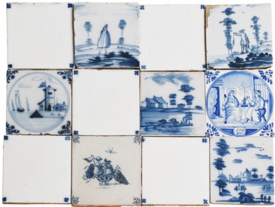 Lot 547 - Five English Delft Tiles, 18th century, each...