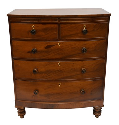 Lot 407 - A Victorian Mahogany Chest of Drawers, bow...