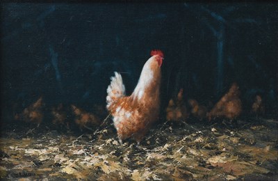 Lot 282 - Neville Barker (1949-2008) "Poultry in a barn"...