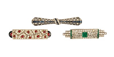 Lot 11 - Three Art Deco/Art Deco Style Brooches,...