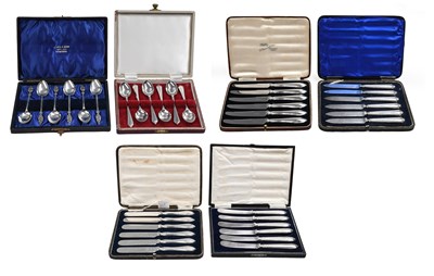 Lot 246 - A Collection of Assorted Cased Silver Flatware,...