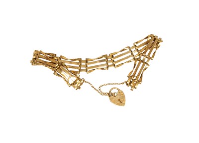Lot 84 - A 9 Carat Gold Gate Link Bracelet, with a 9...