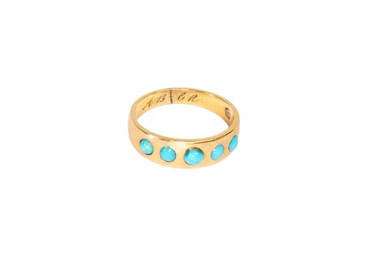 Lot 59 - A Turquoise Five Stone Ring, the plain...