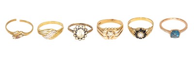 Lot 85 - Six Multi-Gem Set Rings, comprising of a 9...