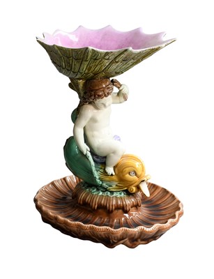 Lot 90a - A Victorian Majolica Pottery Pedestal Fruit...