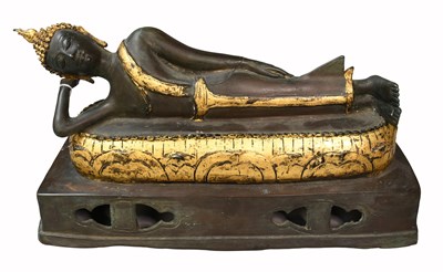 Lot 216 - A Thai Patinated and Gilt Bronze Figure of...