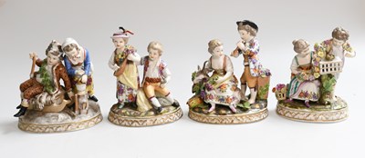 Lot 132 - A Set of Four Dresden Porcelain Figures, late...