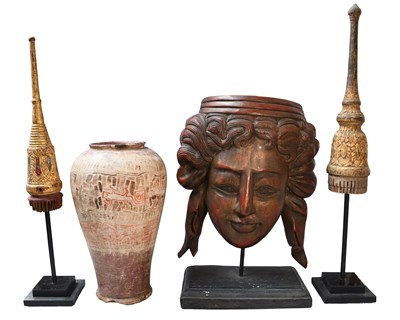 Lot 224 - Two Thai Carved Giltwood Finials, one with...