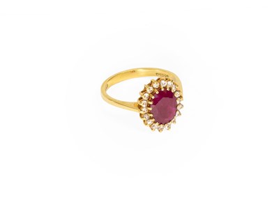 Lot 77 - An 18 Carat Gold Red Stone and Diamond Cluster...
