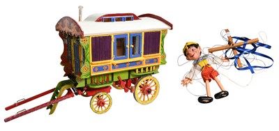 Lot 50 - A Carved Wooden Gypsy Bow Top Caravan, "Romany...
