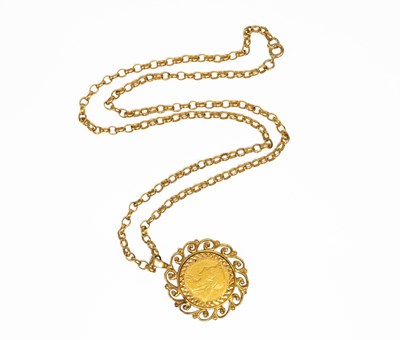 Lot 19 - A Half Sovereign Pendant on Chain, dated 1900,...