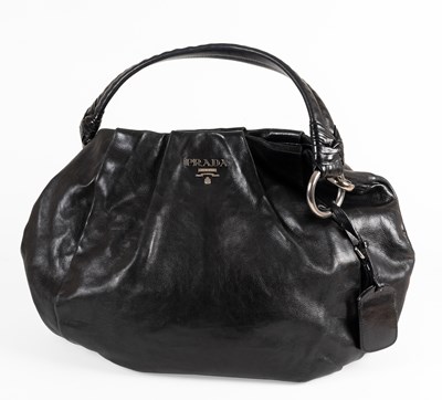 Lot A Prada Glace Calf Black Hobo Bag, with silver-...