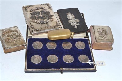 Lot 224 - Presentation P & O silver cherub-head note case to Nurse Grey, Birmingham 1897, two silver...