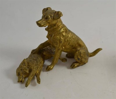 Lot 231 - A gilt bronze figure of a dog and a fox