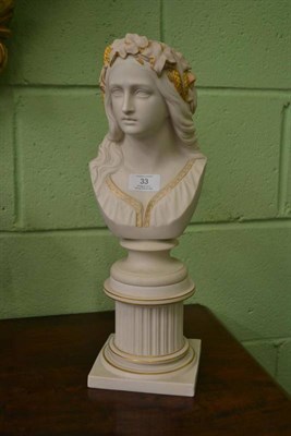 Lot 33 - A Copeland Parian Bust of Ophelia, circa 1861, with leaves and wheatears to her hair, wearing a...