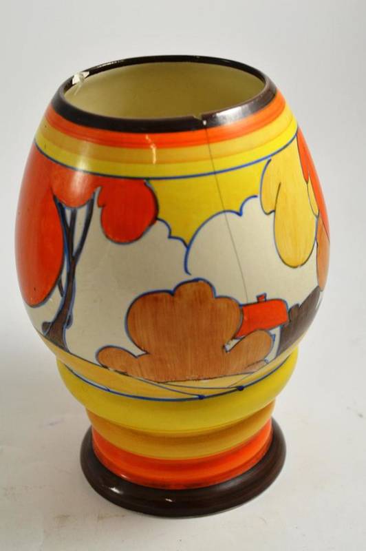 Lot 240 - A Clarice Cliff vase (damaged)