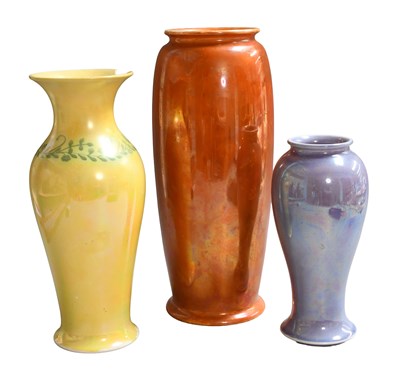 Lot 14 - Three Ruskin Lustre Glazed Pottery Vases,...