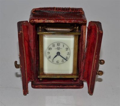 Lot 245 - Miniature carriage clock in case, inscribed 'R'