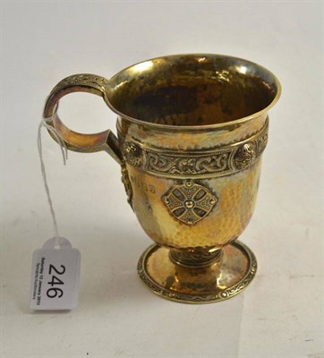 Lot 246 - Silver gilt mug of Celtic design, Glasgow 1911