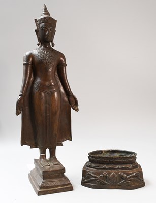 Lot 225 - A Thai Bronze Devotional Figure of Buddha,...