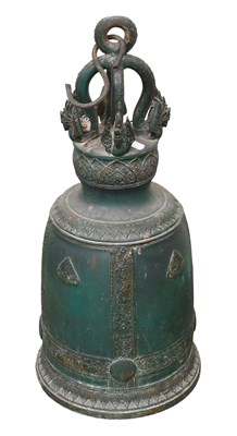 Lot 221 - A Thai Bronze Temple Bell, with verdigris...