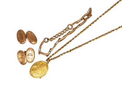 Lot 17 - A 9 Carat Gold Locket on Chain, the oval...