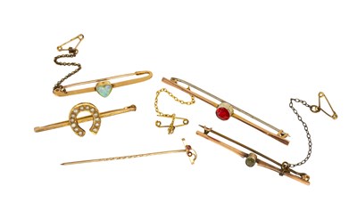 Lot 32 - Four Brooches, comprising of a split pearl...